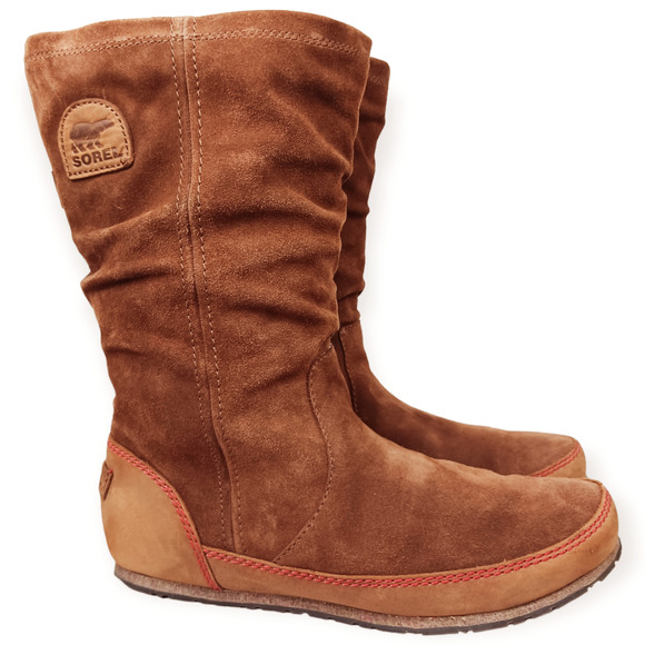 Sorel Shoes - Sorel | Elk & Bright Red Yaquina Tall Suede Boot-Women | 10